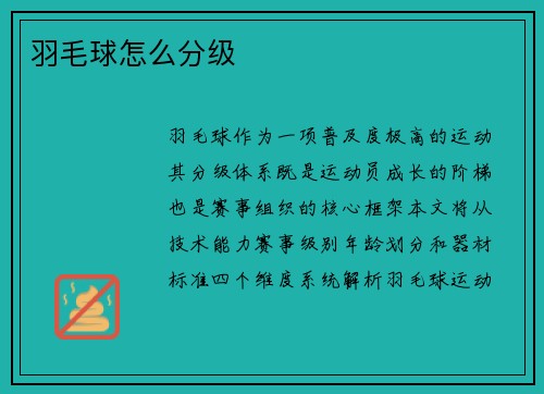 羽毛球怎么分级